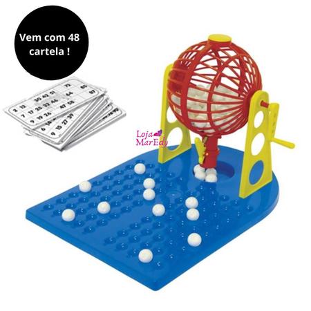 Jogo de Bingo Brinquedo Infantil com 48 Cartela e 88 bolinhas