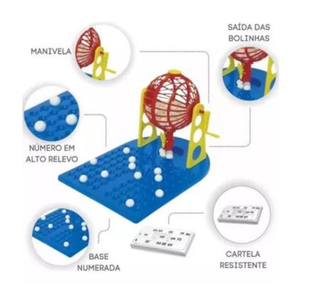 Jogo de Bingo Brinquedo Infantil com 48 Cartela e 88 bolinhas