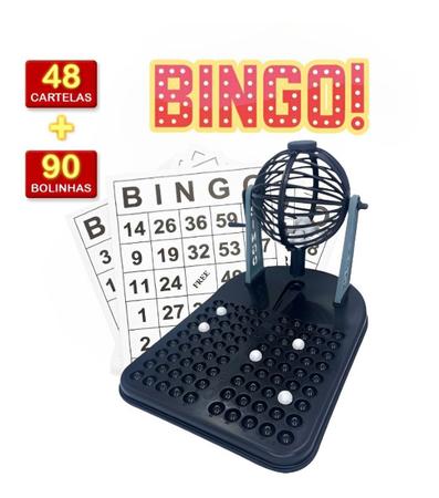 Jogo De Bingo com 48 Cartelas 90 Bolinhas Diversão - DikaMais