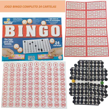 Jogo Bingo, Coluna, 24 Cartelas, Multicor