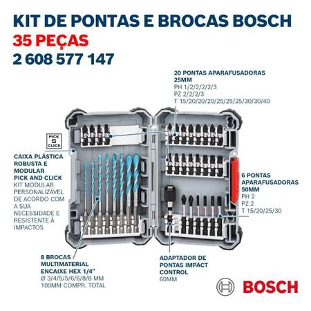 Imagem de Jogo De Bits Pontas E Brocas Impact Control 35 Peças Bosch