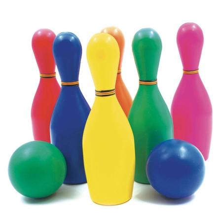 Jogo de Boliche Brinquedo Infantil 6 Pinos 2 Bolas 22cm 8Pçs - Esportes