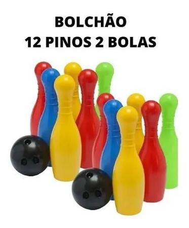 Jogo De Boliche Brinquedo Infantil C/ 12 Pinos +4 Bolas 29cm