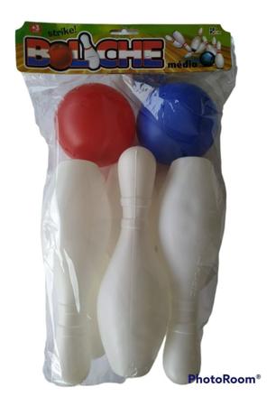 Jogo boliche com 6 pinos e 2 bola plastico bluplast