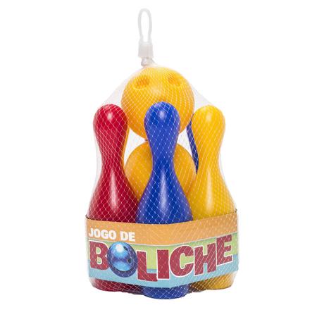 Jogo De Boliche C/ 6 Pinos Brancos 26 cm + 2 Bolas 16cm