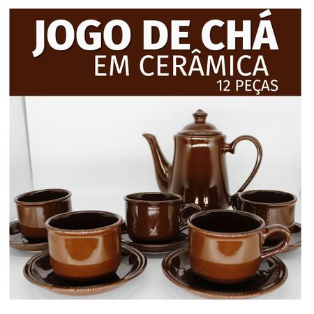 Jogo de Bule Completo Xícaras Café Chá Pires 12pcs Marrom - 123Útil -  Acessórios para Servir - Magazine Luiza