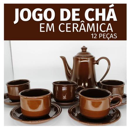 Jogo De Chá Com Bule Completo Xícaras Café Chá Com Pires