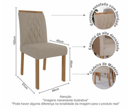 Imagem de Jogo De Cadeira Para Sala De Jantar 102X46Cm Em Madeira Tauari Juliana Class Cimol Madeira/Linho Bege