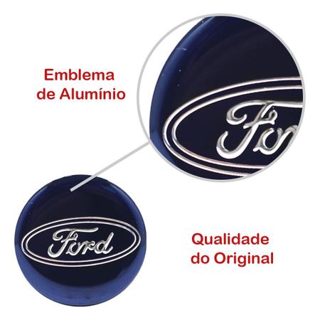 Imagem de Jogo de calota esportiva aro 14 nitro black + emblema de alumínio ford azul