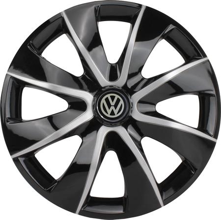 Imagem de Jogo De Calotas Elitte Black Silver Aro 13 + Emblema Volkswagen