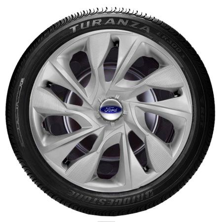 Imagem de Jogo De Calotas Esportivas Aro 15 Ds4 Silver Com Emblema Ford New Fiesta Focus Ecosport New Ka - Elitte LC360