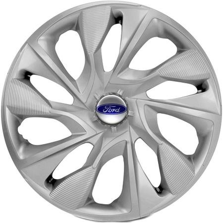 Imagem de Jogo De Calotas Esportivas Aro 15 Ds4 Silver Com Emblema Ford New Fiesta Focus Ecosport New Ka - Elitte LC360