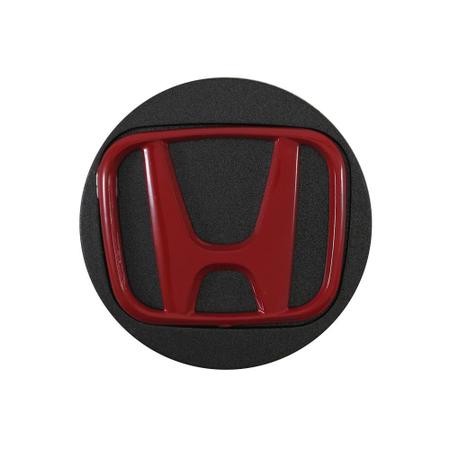 Imagem de Jogo de Calotinhas 55mm Centro de Roda Esportiva KRMAI Honda Civic SI Grafite Fosca Emblema Vermelho