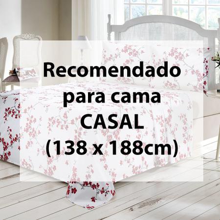 Imagem de Jogo de Cama Casal 4 peças Lençol com Elástico 100% Algodão Percal 130 Fios 138x188x35cm - Dohler