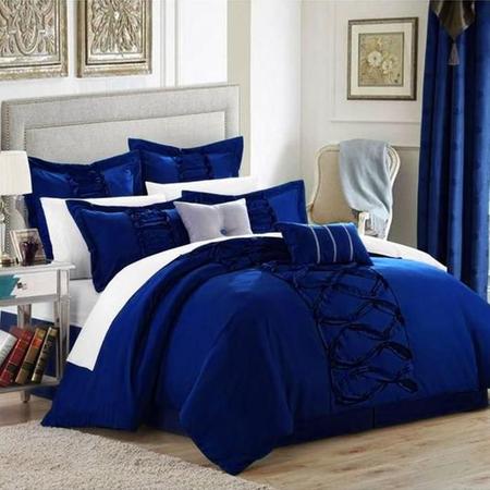 Imagem de Jogo de cama casal comum azul bic 11 peças percal 300 fios
