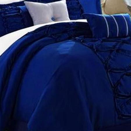 Imagem de Jogo de cama casal comum azul bic 11 peças percal 300 fios
