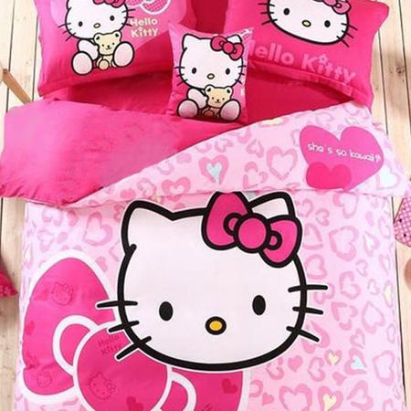 Imagem de Jogo de cama casal infantil hello kitty 4 peças com edredom