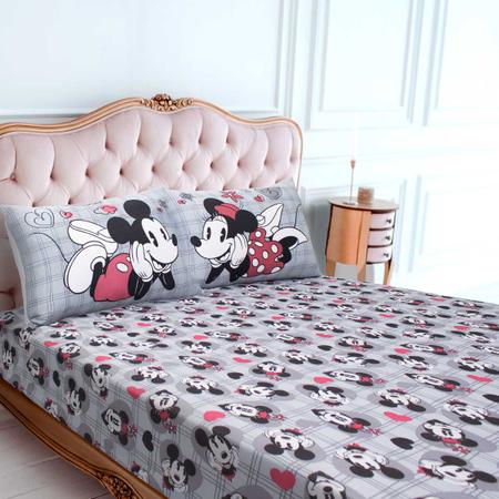 Imagem de Jogo De Cama Casal Mickey E Minnie Namorados Love Film Cinza Disney Portallar