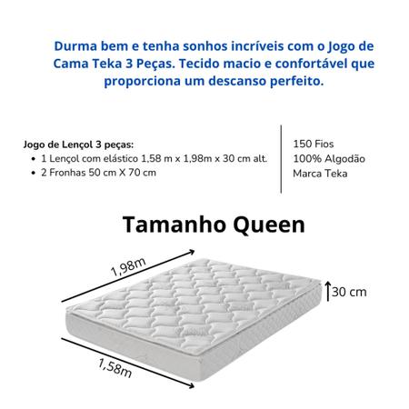 Imagem de Jogo de Cama Casal Queen Teka 3 Peças 100% Algodão 150 Fios - Durabilidade e Qualidade