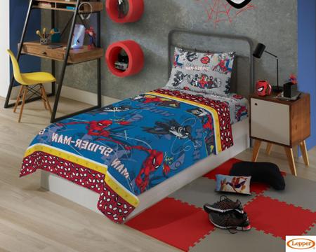 Imagem de Jogo de cama infantil 3-peças spider man solteiro microfibra lepper ref-059607