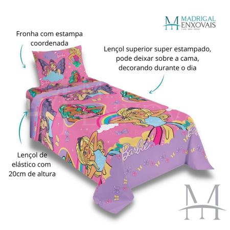 Jogo de Cama Infantil Barbie Lepper 03 Peças Microfibra - Madrigal