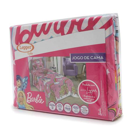 Jogo Cama Menina Barbie 100% Algodão 3 Peças 150 Fios Solteiro Licenciado  Mattel - Portallar - Jogo de Cama - Magazine Luiza