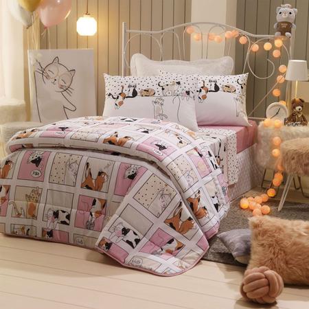 Jogo de Cama Infantil Gatos 2 peças - Sonho Kids Decor