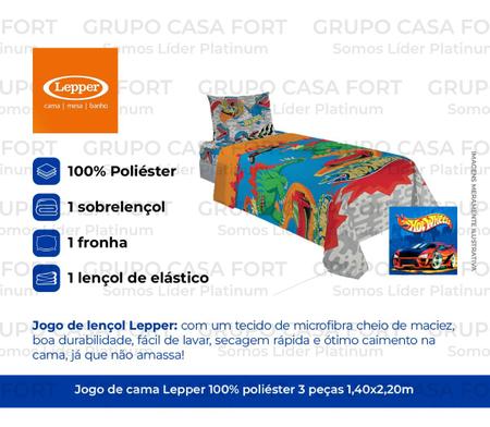 Jogo de Cama Infantil Microfibra Hot Wheels Lepper 3 Peças(2