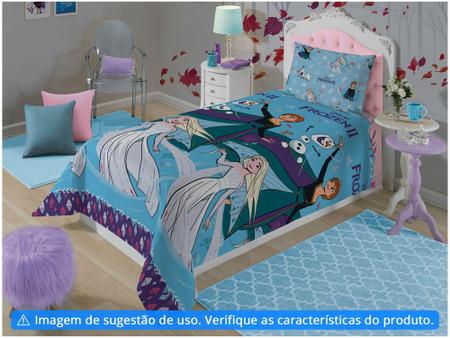 Imagem de Jogo de Cama Infantil Solteiro Lepper Microfibra - Frozen Azul 2 Peças