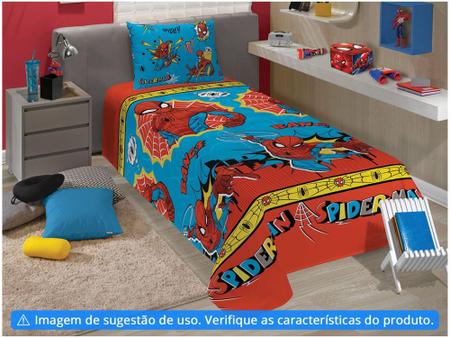 Jogo de Cama Infantil Solteiro Homem Aranha Azul