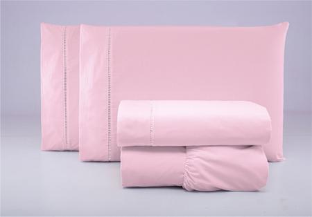 Imagem de Jogo de cama lençol casal padrão 4 peças algodão percal 180 fios com acabamento em ponto palito