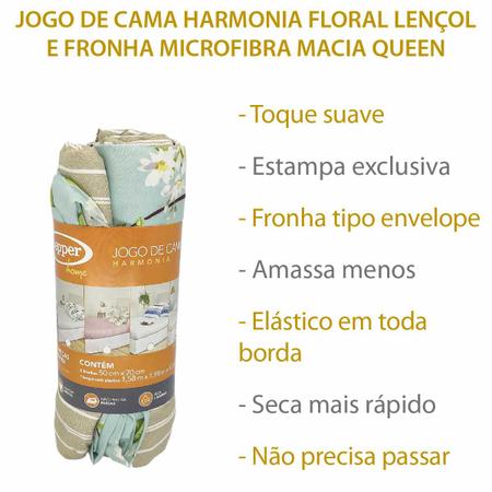 Imagem de Jogo de Cama Lençol e Fronha Queen Harmonia Super Macio 3pçs