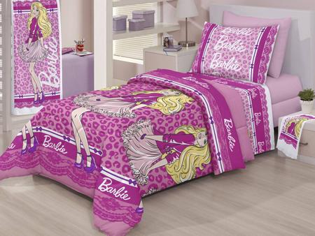 Jogo De Cama Barbie Menina Com 3 Peças Lençol 100% Algodão