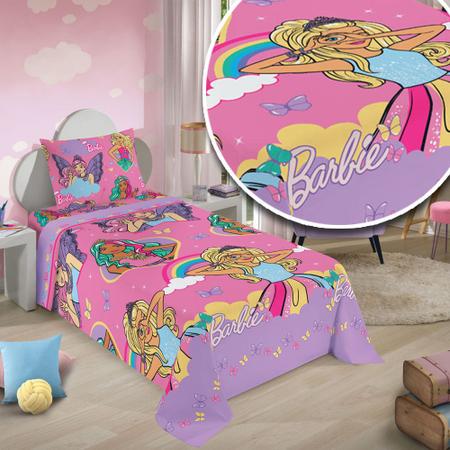 Jogo de Cama Microfibra Barbie Reinos Mágicos Sereia Fada - Lepper - Lençol  fronha Rosa Lilás - 2 pç - Jogo de Cama - Magazine Luiza