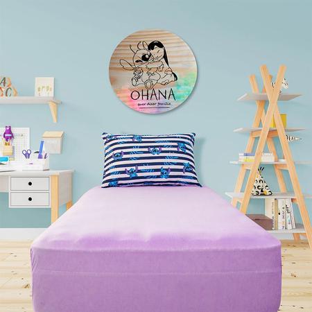 Imagem de Jogo de Cama Portallar Solteiro Malha Mista Disney Stitch Listras 2 Pçs Lavanda