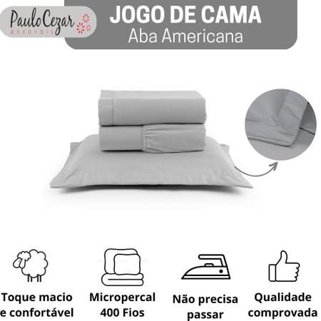 Imagem de Jogo de Cama Solteiro 400 Fios Percal 03 Peças Com Aba, Antiácaro, Anti-pilling com Toque Macio