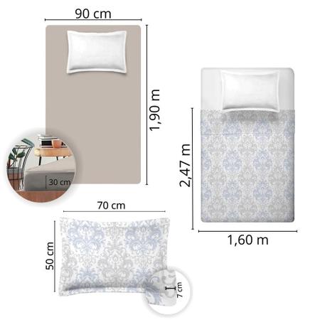 Jogo de Cama Solteiro Algodão 300 Fios 3 Peças Estampado - Nova América Imagem de Jogo de Cama Solteiro Algodão 300 Fios 3 Peças Estampado