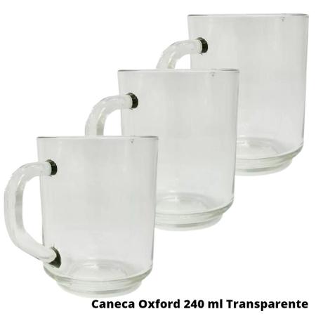 Imagem de Jogo De Canecas Vidro Oxford 240 Ml Transparente 6 Und