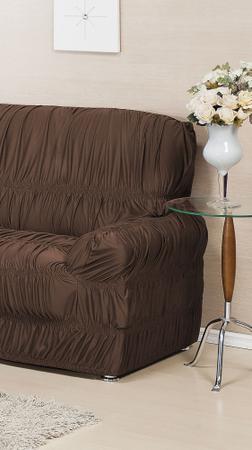 Imagem de jogo de capa de sofa 2 e 3 lugares c/ elasticos malha gel Marrom