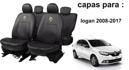 Imagem de Jogo de Capas de Couro Impermeável Renault Logan 2014 a 2015 + Capa de Volante com Agulha + Chaveiro