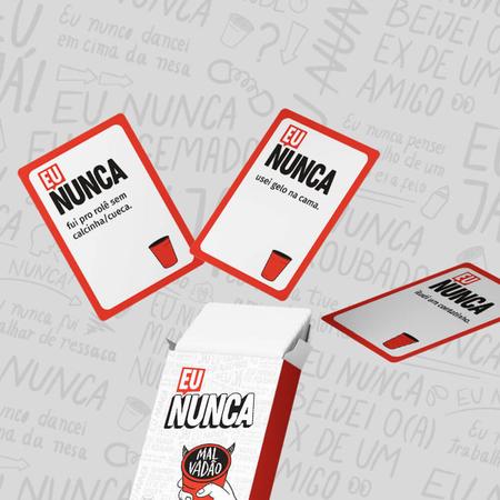 Jogo de Cartas Eu Nunca Malvadão Esquenta Drinking Game - Faz ou Bebe -  Deck de Cartas - Magazine Luiza