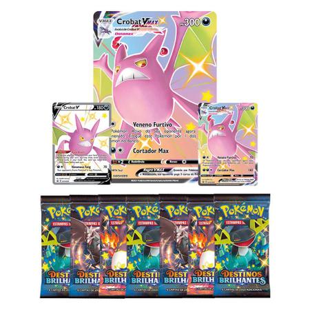 Jogo de Cartas Pokemon Box Crobat Brilhante Vmax 51 Cartas