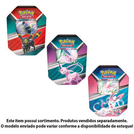 Jogo de Cartas - Pokémon Lata - 25 cartas - Evoluções de Eevee - Sylveon -  Copag - Deck de Cartas - Magazine Luiza