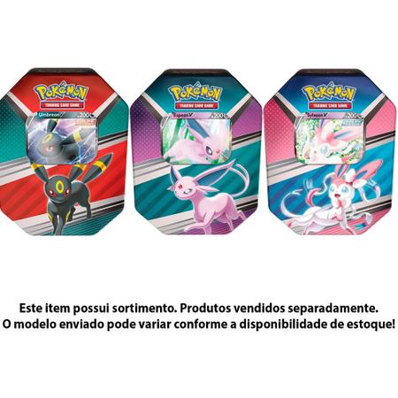 Jogo de Cartas - Pokémon Lata - 25 cartas - Evoluções de Eevee - Sylveon -  Copag - Deck de Cartas - Magazine Luiza