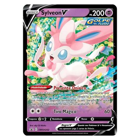 2 Cartas Pokemon Kit de Evoluções Sylveon Eevee Diversos Modelos Pronta  Entrega