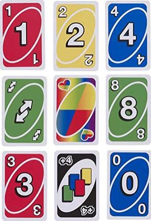 Imagem de Jogo de cartas UNO Play with Pride com 112 cartas e instruções, ótimo presente para maiores de 7 anos