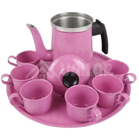 Jogo Bule Xicaras Cafe Cha Porcelana Flores Kit 08 Pecas