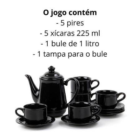 Jogo de Bule Completo Xícaras Café Chá Pires 12pcs Marrom