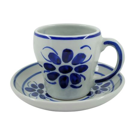 Jogo de Chá e Café em Porcelana Azul Floral, Compre Online