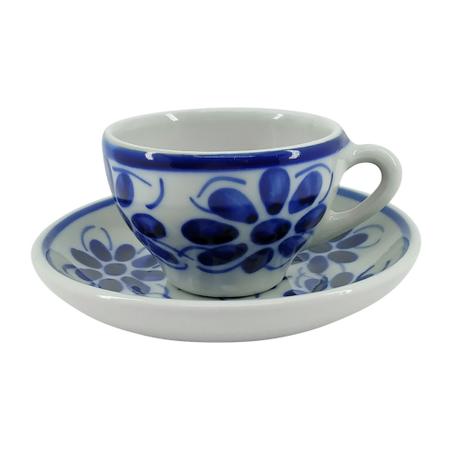 Antigo Jogo De Chá De Porcelana Azul Britânico. Foto de Stock